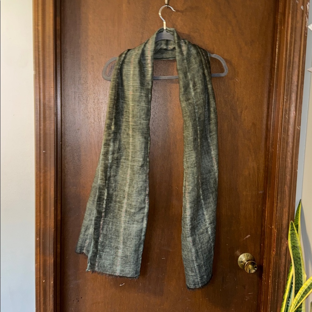 Sacred Threads Green Scarf with Glitter Accents